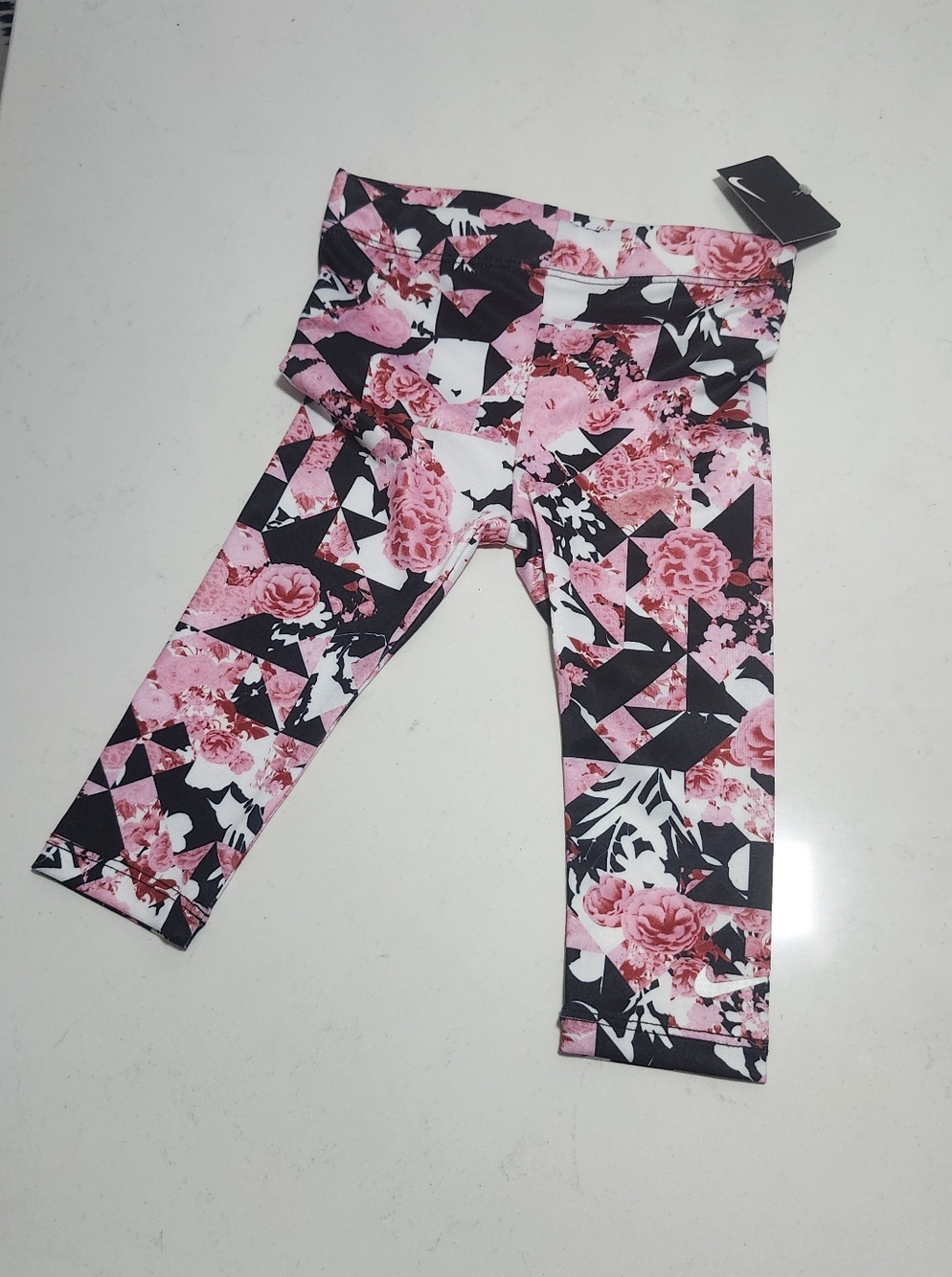 Nike Baby Girl Floral Pink & Black Leggings 12 Months
